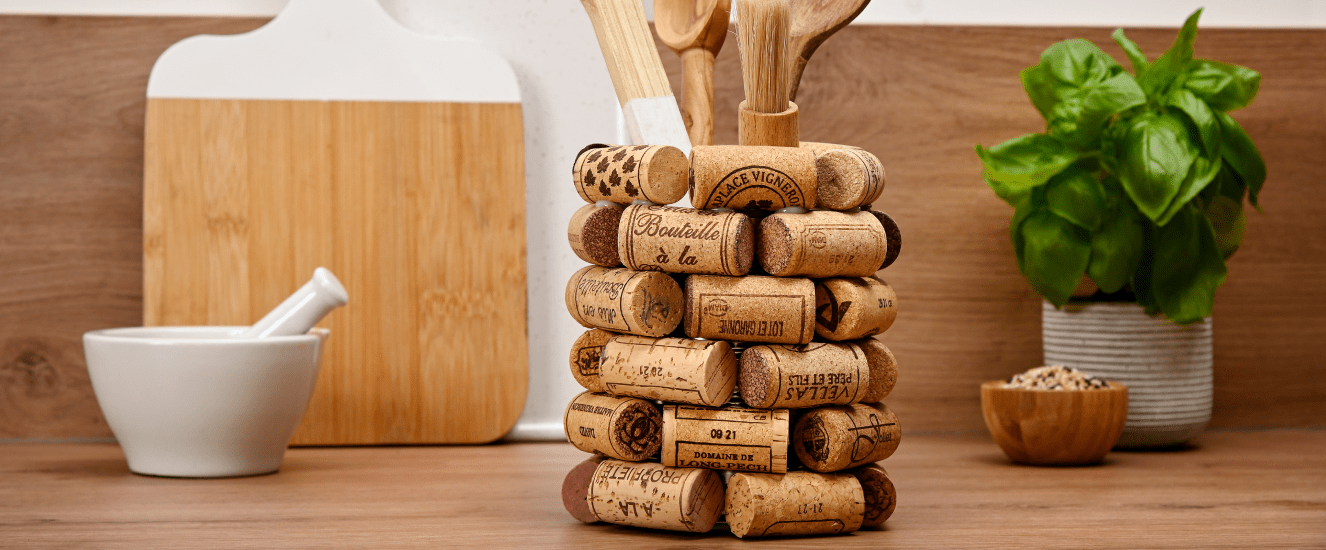 Illustration de l'astuce « DIY : un rangement à ustensiles en liège »