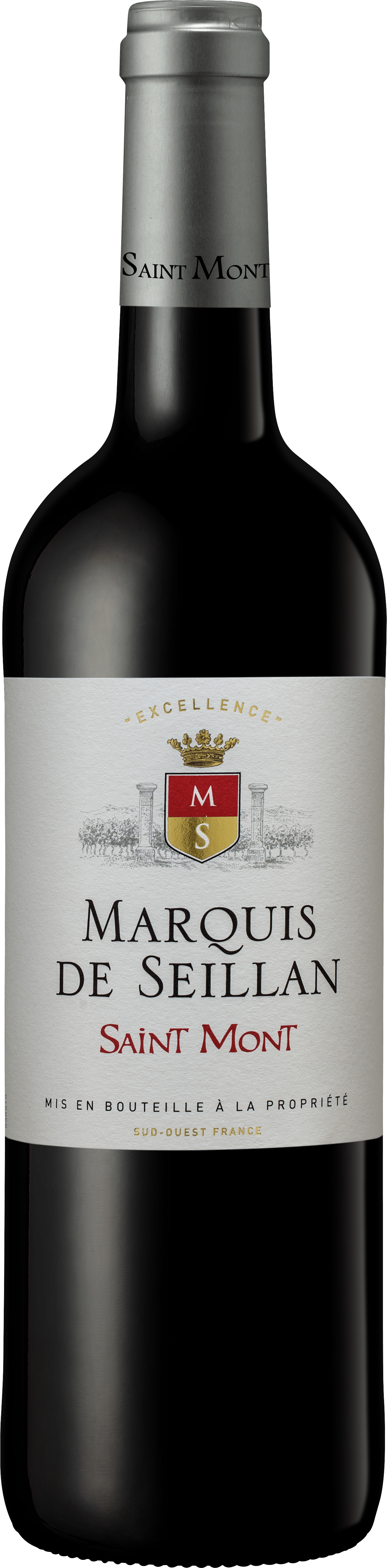 Bouteille de vin rouge AOC Saint Mont « Marquis De Seillan », millésime 2023/2024 — vignoble Sud-ouest