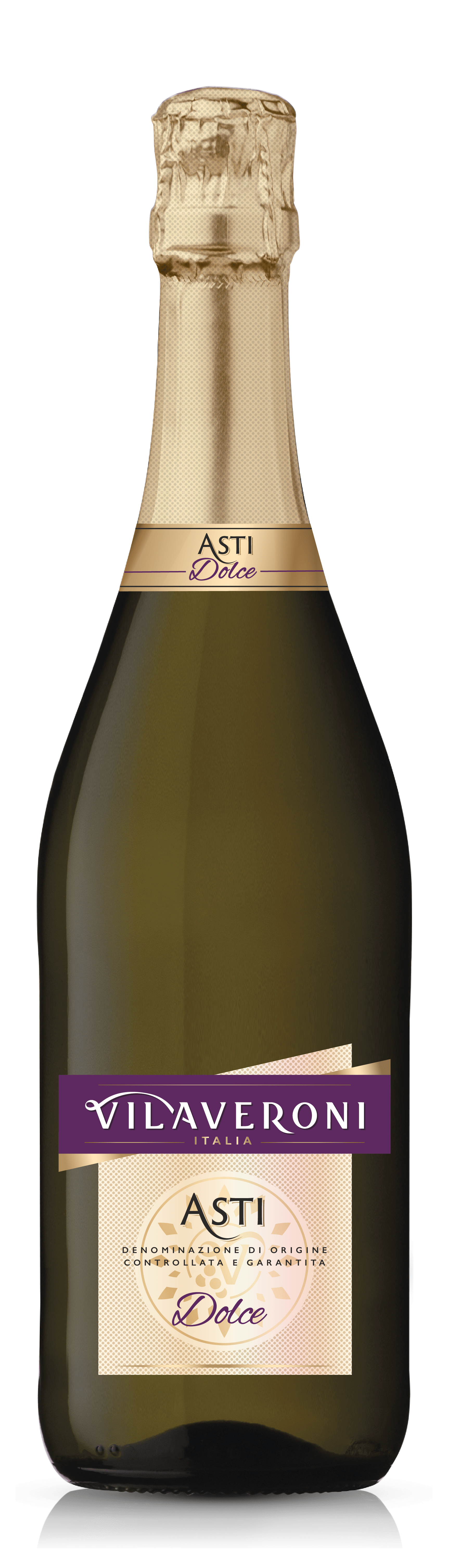 Bouteille de vin effervescent Vilaveroni « Asti », millésimes 2024 à 2025