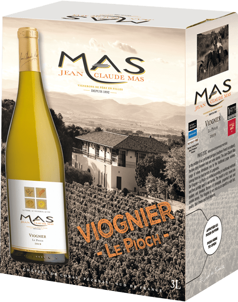 Bouteille de vin blanc IGP Pays D'OC « Viognier Le Pioch Jean Claude Mas », millésime 2021 — vignoble Languedoc