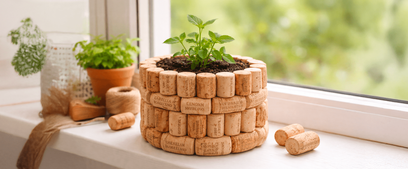 Illustration de l'astuce « DIY : pot artisanal en bouchons de liège »