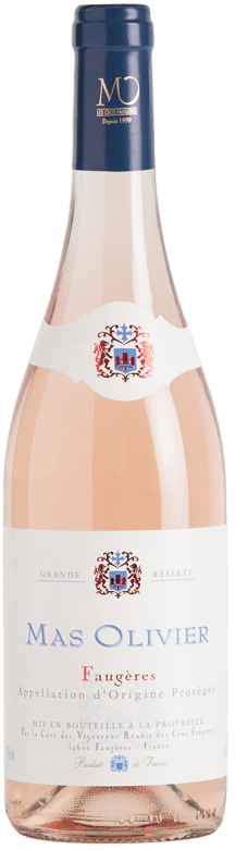 Bouteille de vin rosé AOP Faugères « Mas Olivier », millésime 2022 — vignoble Languedoc