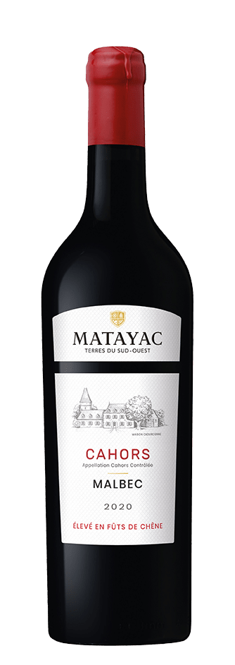 Bouteille de vin rouge AOC Cahors « Matayac », millésimes 2022 à 2023 — vignoble Sud-ouest