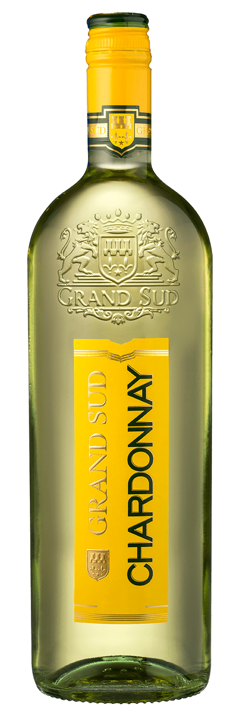 Bouteille de vin blanc IGP Pays D'OC Chardonnay « Grand Sud », millésime 2022 — vignoble Languedoc