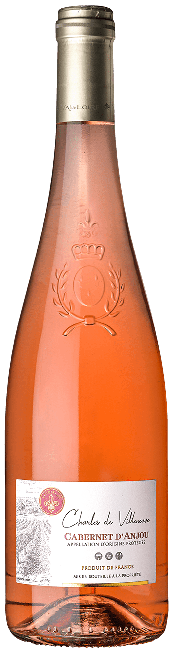 Bouteille de vin rosé AOP Cabernet D'anjou « Charles de Villeneuve », millésime 2022 — vignoble Loire