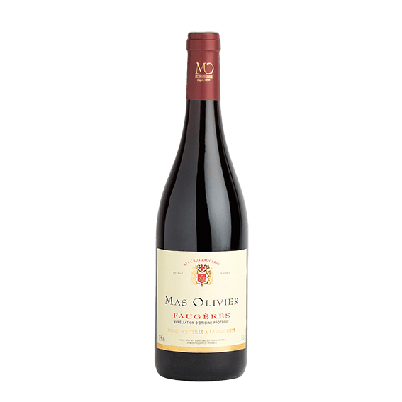 Bouteille de vin rouge AOP Faugères « Mas Olivier », millésime 2022 — vignoble Languedoc