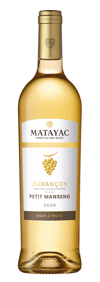 Bouteille de vin blanc AOC Jurançon Doux « Matayac », millésimes 2022 à 2025 — vignoble Sud-ouest