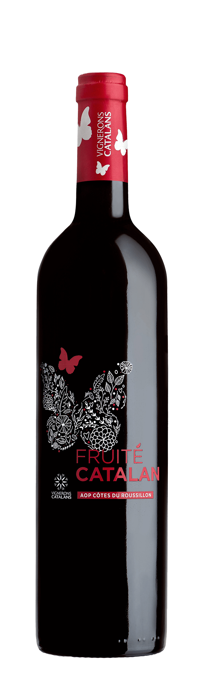 Bouteille de vin rouge AOP côtes du Roussillon « Fruité catalan », millésime 2022 — vignoble Languedoc