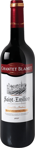 Bouteille de vin rouge AOP Saint Émilion « Chantet Blanet », millésime 2023/2024 — vignoble Bordeaux
