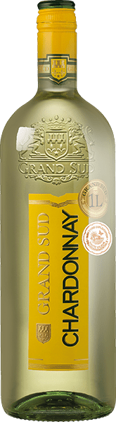 Bouteille de vin blanc IGP Pays D'OC Chardonnay « Grand Sud », millésime 2023/2024 — vignoble Languedoc