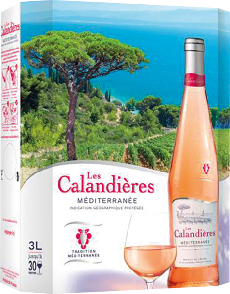 Bag-in-box de vin rosé IGP Méditerranée « Les Calandières », millésime 2023/2024 — vignoble Provence & Corse