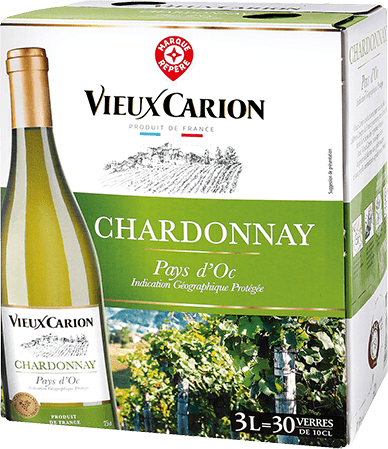 Bouteille de vin blanc — IGP(2) VIN BLANC PAYS D’OC CHARDONNAY VIEUX CARION