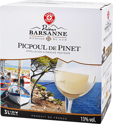 Bouteille de vin blanc — AOP(1) VIN BLANC PICPOUL DE PINET PRIEUR BARSANNE