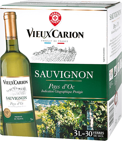 Bouteille de vin blanc — IGP(2) VIN BLANC PAYS D’OC SAUVIGNON VIEUX CARION