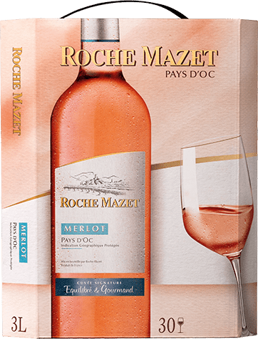 Bag-in-box de vin rosé IGP Vin Rosé Pays D’OC Merlot « Roche Mazet », millésime 2025/2026 — vignoble Languedoc