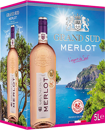 Bag-in-box de vin rosé IGP Vin Rosé Pays D’OC Merlot « Grand Sud », millésime 2025/2026 — vignoble Languedoc