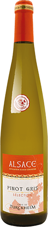 Bouteille de vin blanc AOP Vin Blanc Pinot Gris Demi-sec « Turckheim », millésime 2025/2026 — vignoble Alsace