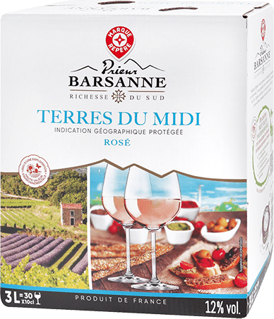 Bag-in-box de vin rosé IGP Vin Rosé Terres Du Midi « Prieur Barsanne », millésime 2025/2026 — vignoble Languedoc
