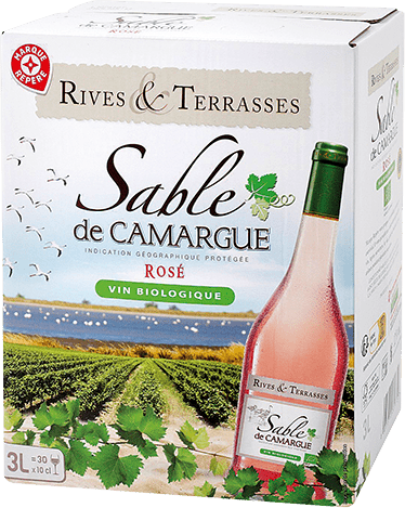 Bag-in-box de vin rosé IGP Vin Rosé Sable De Camargue Bio « Rives & Terrasses », millésime 2025/2026 — vignoble Languedoc