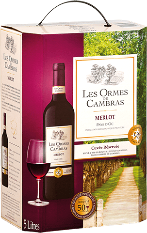Bouteille de vin rouge — IGP(2) VIN ROUGE PAYS D’OC MERLOT LES ORMES DE CAMBRAS