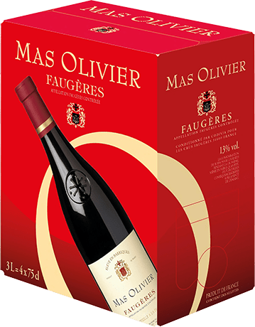 Bag-in-box de vin rouge AOP Vin Rouge Faugères « Mas Olivier », millésime 2025/2026 — vignoble Languedoc
