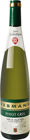 Bouteille de vin blanc AOP Vin Blanc Pinot Gris « Rebmann », millésime 2025/2026 — vignoble Alsace