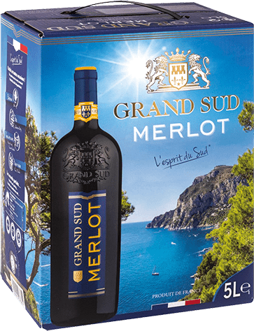 Bag-in-box de vin rouge IGP Vin Rouge Pays D’OC Merlot « Grand Sud », millésime 2025/2026 — vignoble Languedoc
