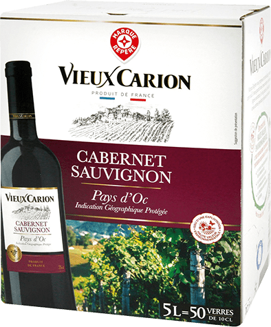 Bag-in-box de vin rouge IGP Vin Rouge Pays D’OC Cabernet Sauvignon « Vieux Carion », millésime 2025/2026 — vignoble Languedoc