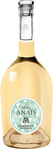 Bouteille de vin blanc IGP Vin Blanc Pays D’OC Chardonnay Viognier « Miss Anaïs », millésime 2025/2026 — vignoble Languedoc