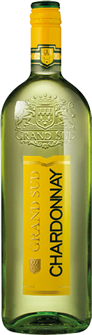 Bouteille de vin blanc IGP Vin Blanc Pays D’OC Chardonnay « Grand Sud », millésime 2025/2026 — vignoble Languedoc