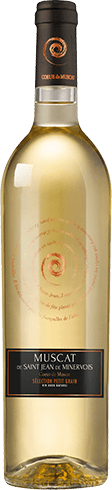 Bouteille de vin blanc — AOP(1) VIN BLANC MUSCAT DE SAINT-JEAN DE MINERVOIS CŒUR DE MUSCAT SÉLECTION PETIT GRAIN