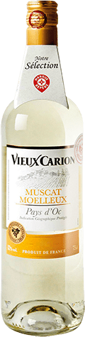 Bouteille de vin blanc — IGP(2) VIN BLANC PAYS D’OC MUSCAT MOELLEUX* VIEUX CARION
