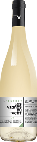 Bouteille de vin blanc IGP Vin Blanc Côtes Catalanes « Les Vignes Du Vent », millésime 2025/2026 — vignoble Languedoc
