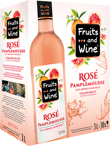 Bouteille de vin rose — BOISSON AROMATISÉE À BASE DE VIN ROSÉ SAVEUR PAMPLEMOUSSE FRUITS AND WINE