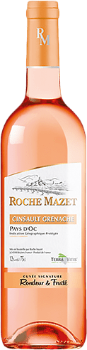 Bouteille de vin rosé IGP Vin Rosé Pays D’OC Cinsault Grenache « Roche Mazet », millésime 2025/2026 — vignoble Languedoc