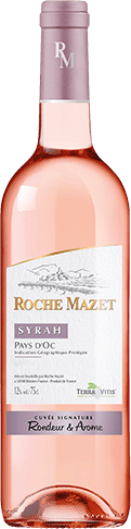 Bouteille de vin rosé IGP Vin Rosé Pays D’OC Syrah « Roche Mazet », millésime 2025/2026 — vignoble Languedoc