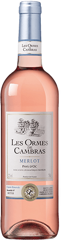 Bouteille de vin rosé IGP Vin Rosé Pays D’OC Merlot « Les Ormes De Cambras », millésime 2025/2026 — vignoble Languedoc