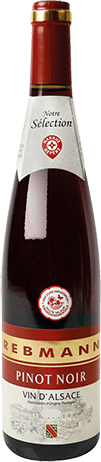 Bouteille de vin rouge AOP Vin Rouge Pinot Noir « Rebmann », millésime 2025/2026 — vignoble Alsace