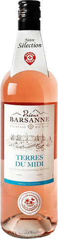 Bouteille de vin rosé IGP Vin Rosé Terres Du Midi « Prieur Barsanne », millésime 2025/2026 — vignoble Languedoc