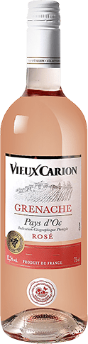 Bouteille de vin rosé IGP Vin Rosé Pays D’OC Grenache « Vieux Carion », millésime 2025/2026 — vignoble Languedoc