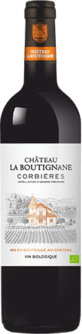 Bouteille de vin rouge — AOP(1) VIN ROUGE CORBIÈRES BIO** CHÂTEAU LA BOUTIGNANE
