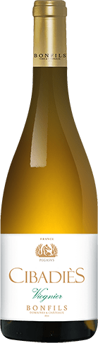 Bouteille de vin blanc IGP Vin Blanc Pays D’OC Viognier « Cibadiès », millésime 2025/2026 — vignoble Languedoc