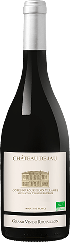Bouteille de vin rouge — AOP(1) VIN ROUGE CÔTES DU ROUSSILLON VILLAGES BIO** CHÂTEAU DE JAU