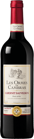 Bouteille de vin rouge IGP Vin Rouge Pays D’OC Cabernet Sauvignon « Les Ormes De Cambras », millésime 2025/2026 — vignoble Languedoc