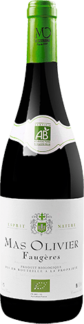 Bouteille de vin rouge — AOP(1) VIN ROUGE FAUGÈRES BIO** MAS OLIVIER