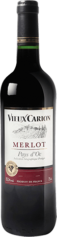 Bouteille de vin rouge — IGP(2) VIN ROUGE PAYS D’OC MERLOT VIEUX CARION
