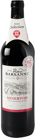 Bouteille de vin rouge — AOP(1) VIN ROUGE MINERVOIS* PRIEUR BARSANNE