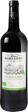 Bouteille de vin rouge — AOP(1) VIN ROUGE CORBIÈRES BIO** PRIEUR BARSANNE