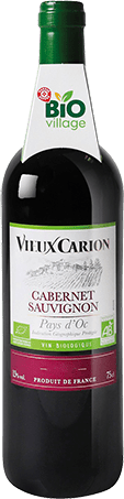 Bouteille de vin rouge — IGP(2) VIN ROUGE PAYS D’OC CABERNET SAUVIGNON BIO** VIEUX CARION