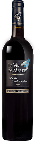 Bouteille de vin rouge AOP Vin Rouge Languedoc « Le Vin De Merde Le Vin Des Philosophes », millésime 2025/2026 — vignoble Languedoc